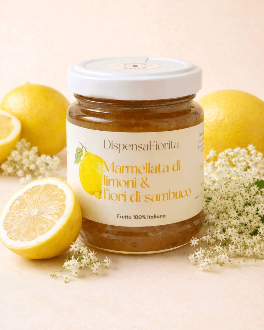 Marmellata Artigianale di Limoni e Fiori di Sambuco - 210 gr